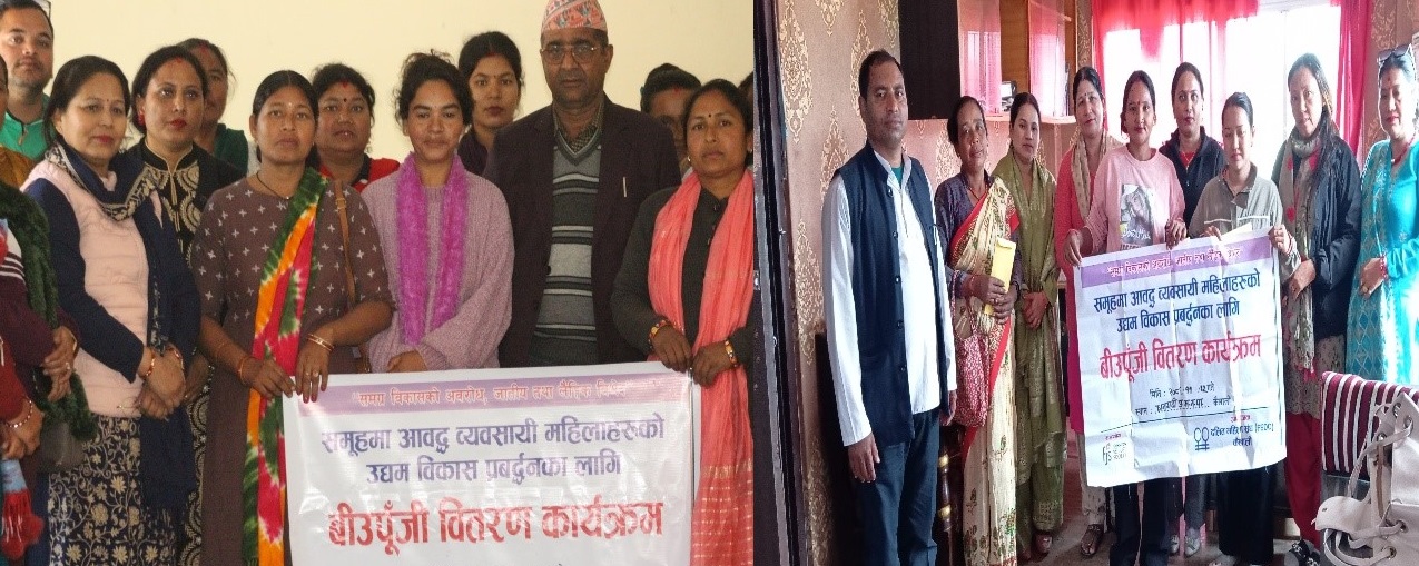 दलित तथा विपन्न महिलालाई उद्यमी बनाउन बीउपूँजी रकम हस्तान्तरण